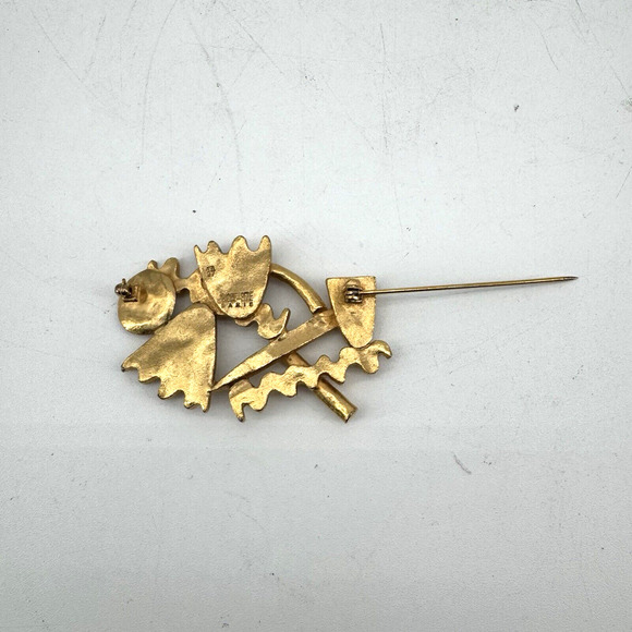 Biche De Bere Brooch Modernist Style Gold Tone Metal Paris Limited Edition 68/97 - Picture 6 of 8